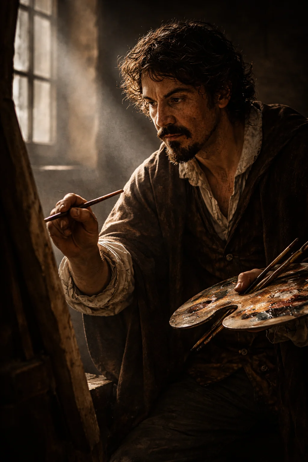 Artistic reconstruction of Caravaggio during his years as a fugitive