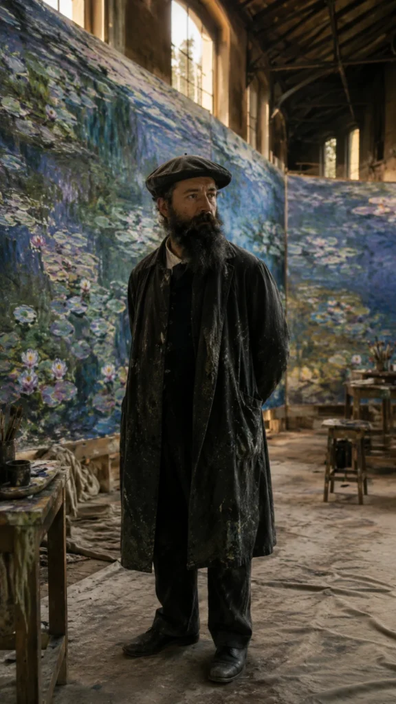 Claude Monet painting in his garden at Giverny