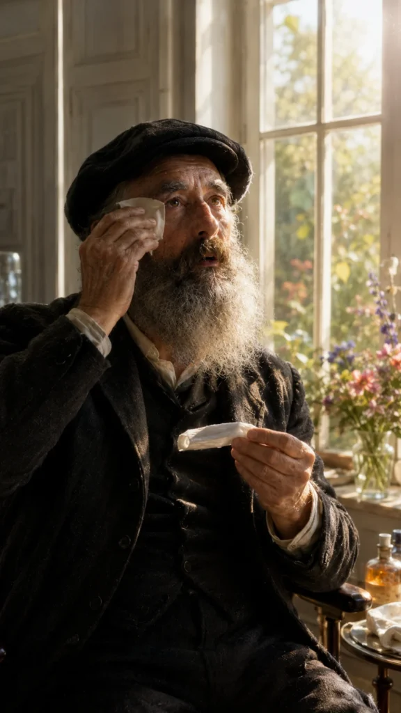 Claude Monet painting while cataracts altered his vision