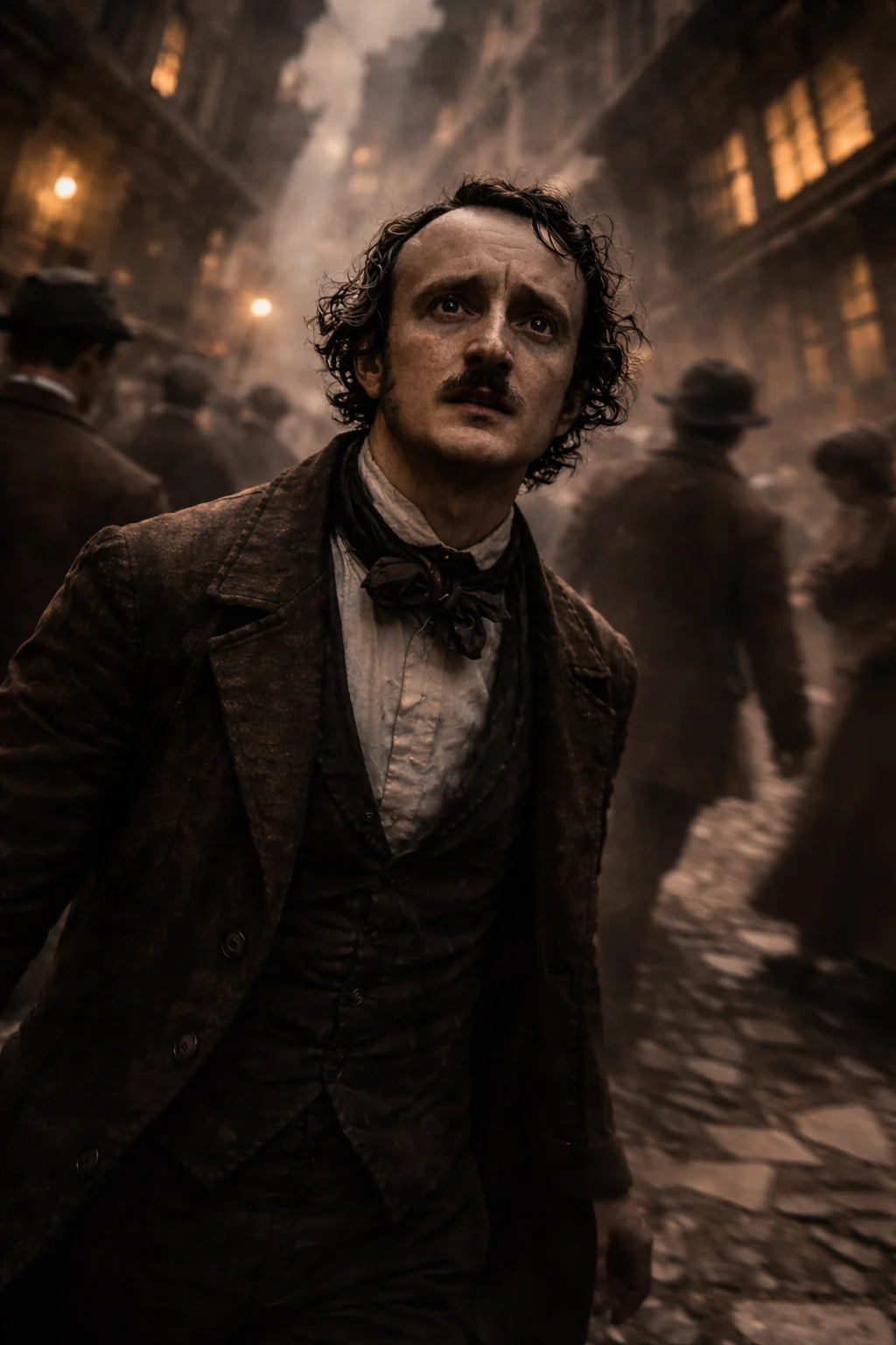 Edgar Allan Poe y un cuervo