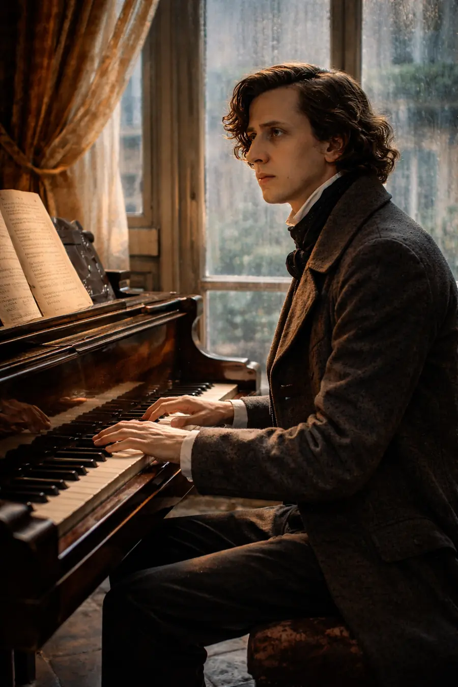 Chopin as a child studying piano in Warsaw