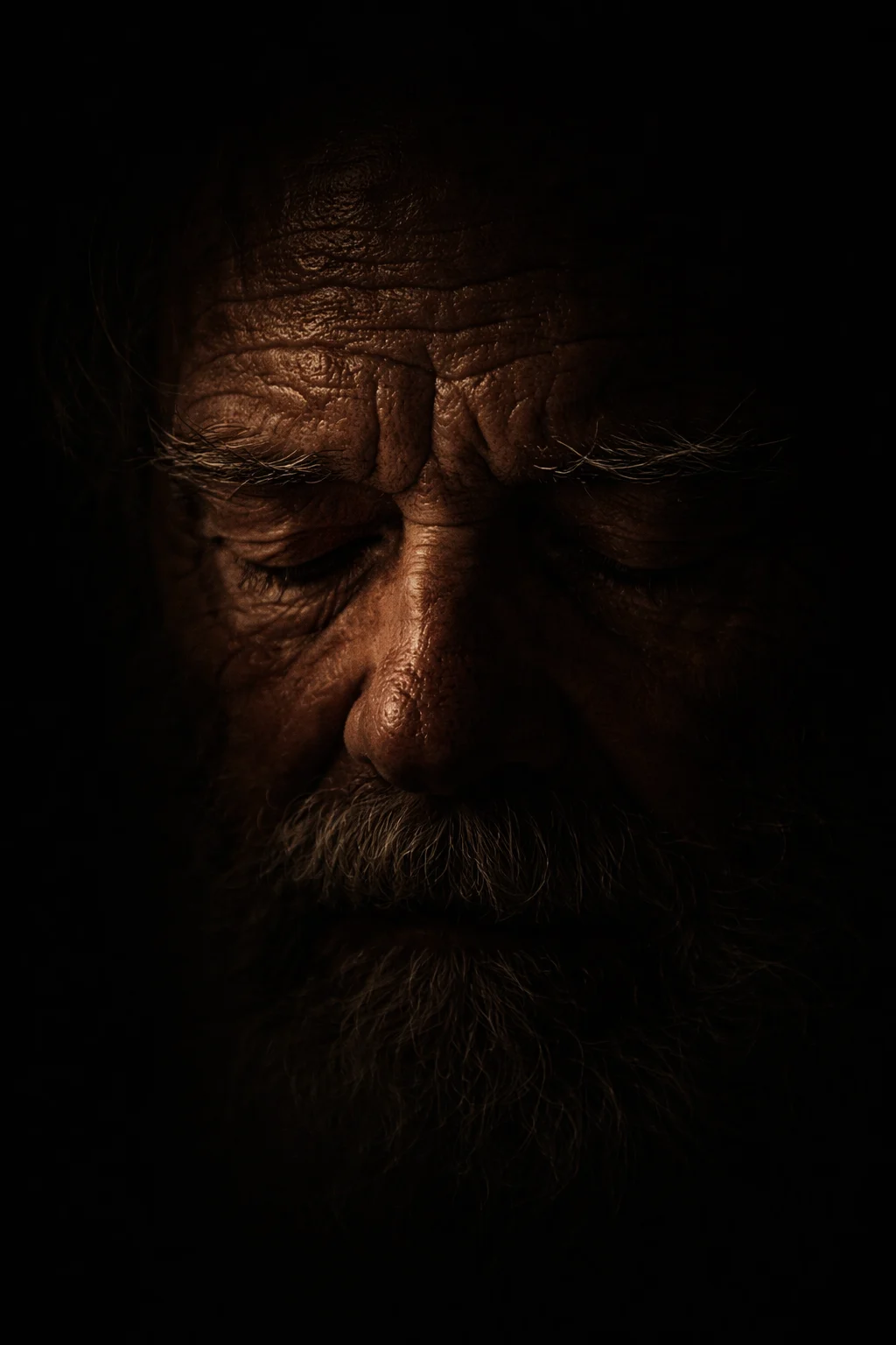 A symbolic portrait of Galileo in darkness