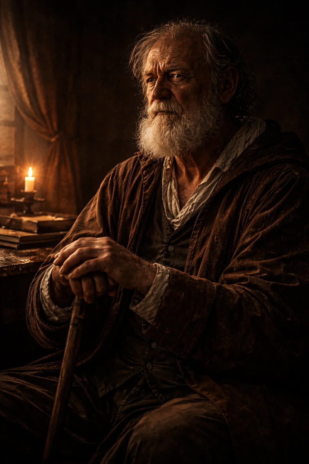 An elderly Galileo during his final years at Arcetri