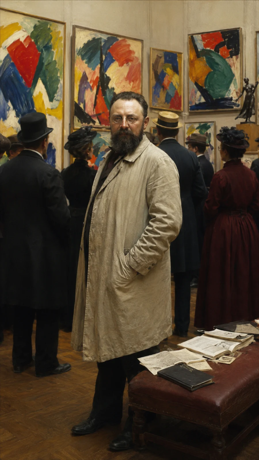 Henri Matisse among intensely colored paintings