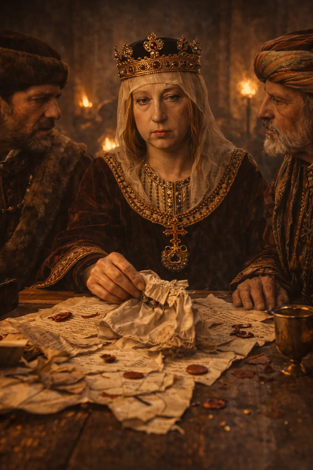 Isabel y Fernando durante la rendición de Granada