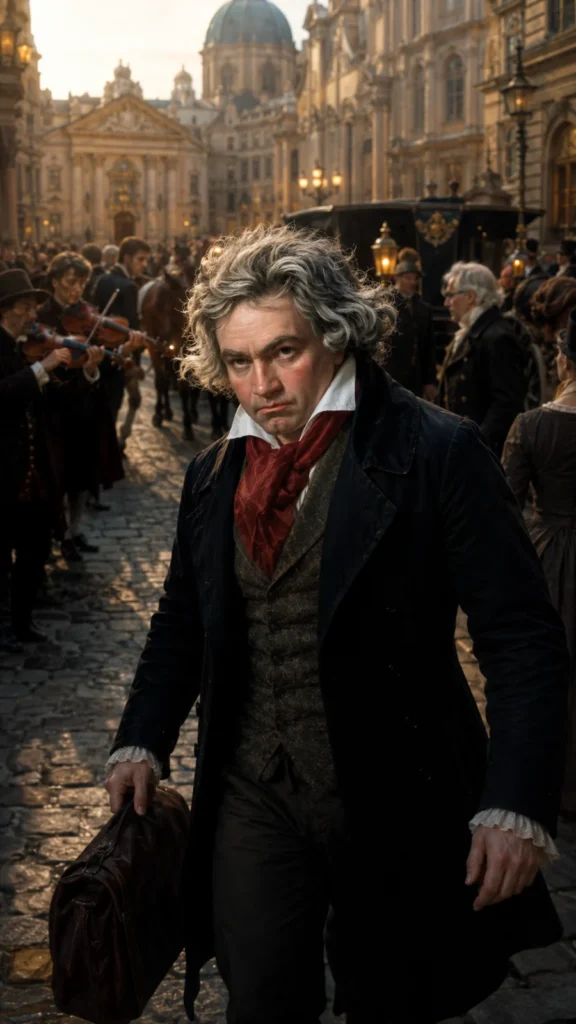 Beethoven improvisando al piano en un salón de Viena