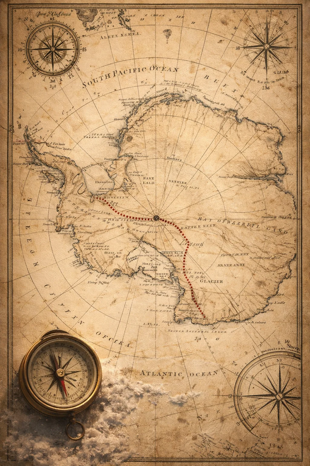 Roald Amundsen preparing depots for the South Pole journey