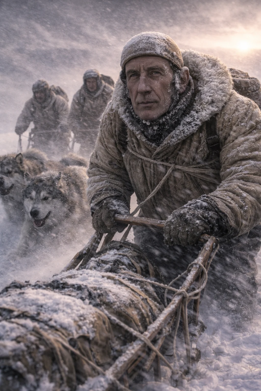 Roald Amundsen and his team at the South Pole