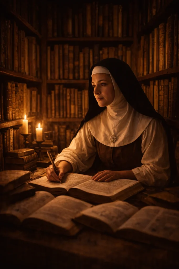 Sor Juana separándose de su biblioteca e instrumentos