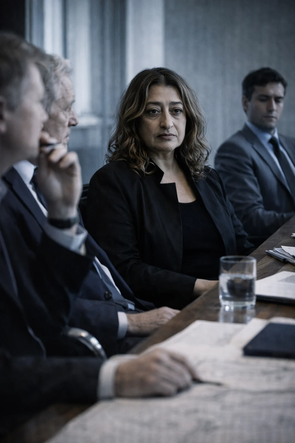 Zaha Hadid during a professional meeting