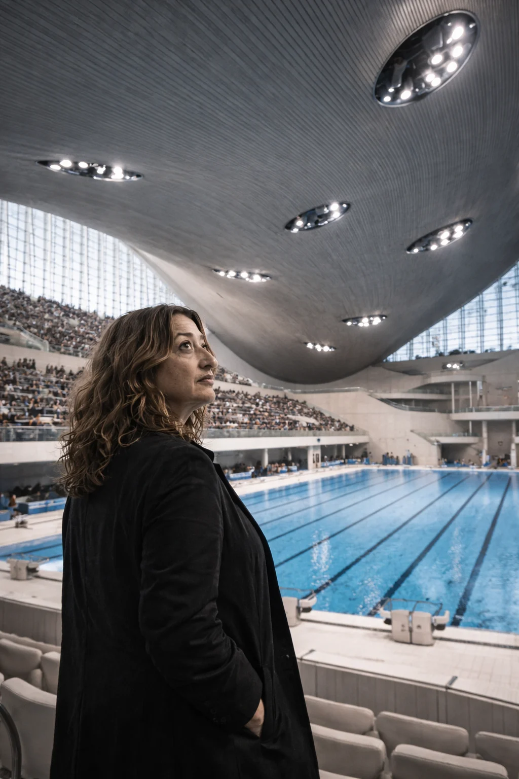 Zaha Hadid inside a curving public space