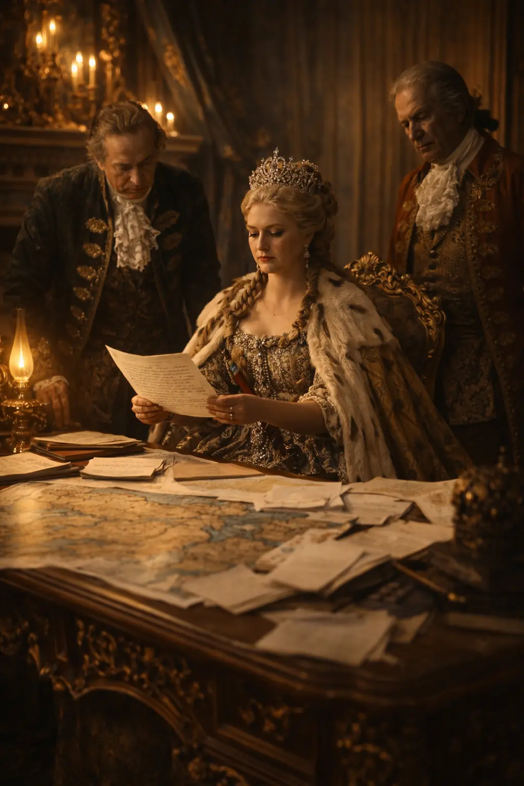 Catherine the Great examining collection documents