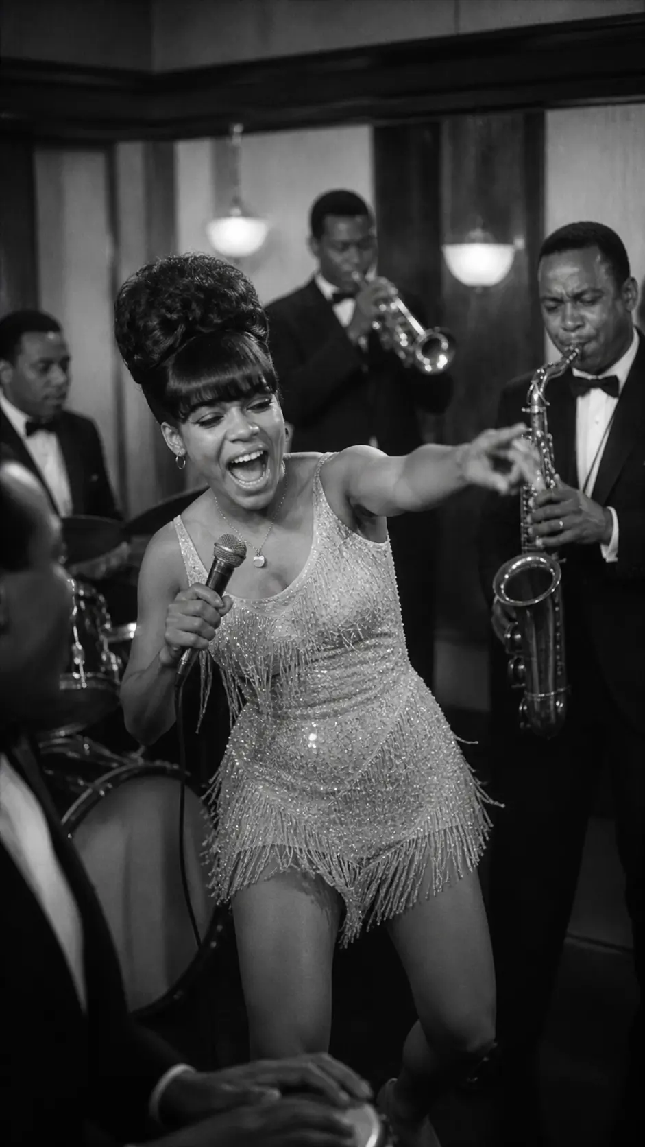 Recreación de La Lupe actuando junto a una gran orquesta latina