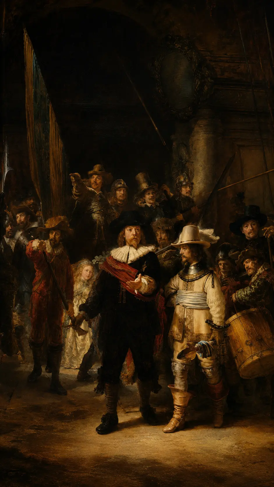 Recreation inspired by the composition and light of The Night Watch