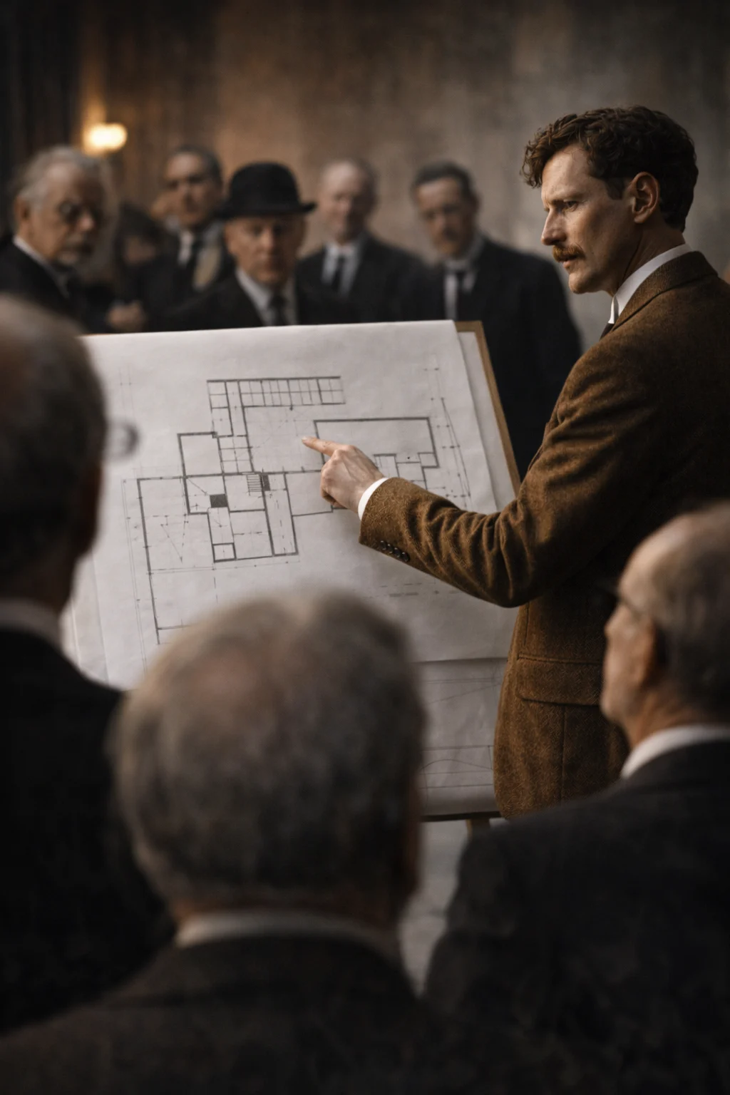 Adolf Loos — Reconstrucción visual generada con IA; no es un documento histórico.
