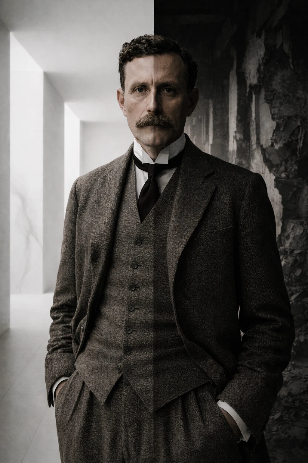 Adolf Loos — Reconstrucción visual generada con IA; no es un documento histórico.