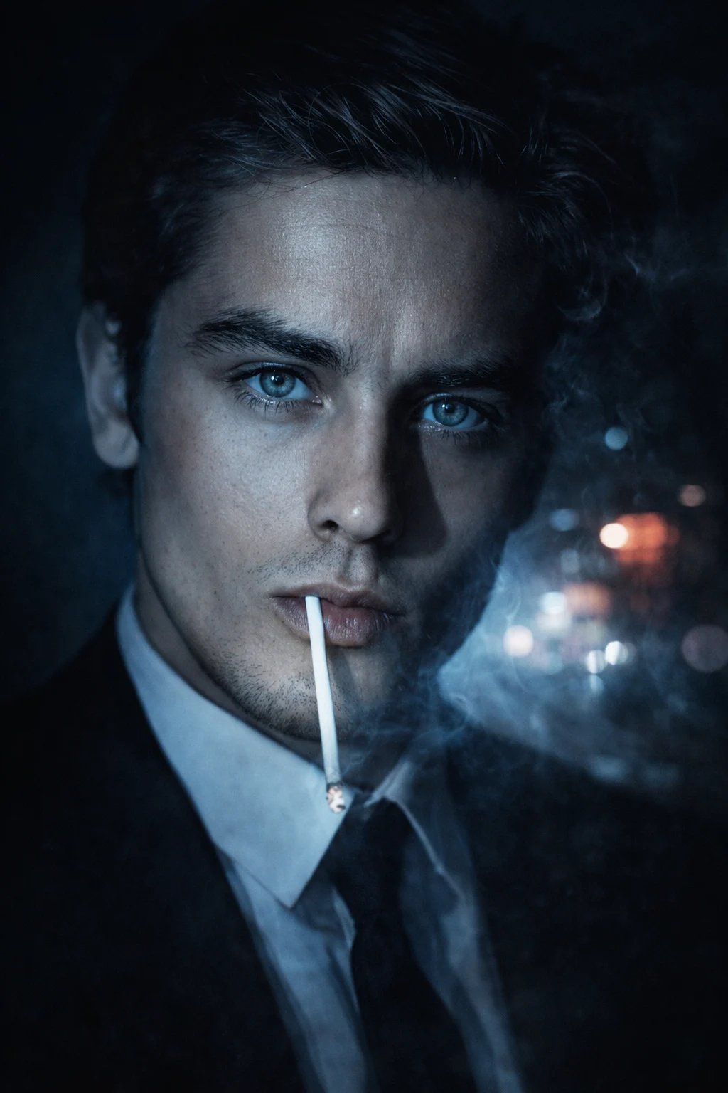 Alain Delon — reconstrucción visual generada con IA; no es una fotografía histórica.