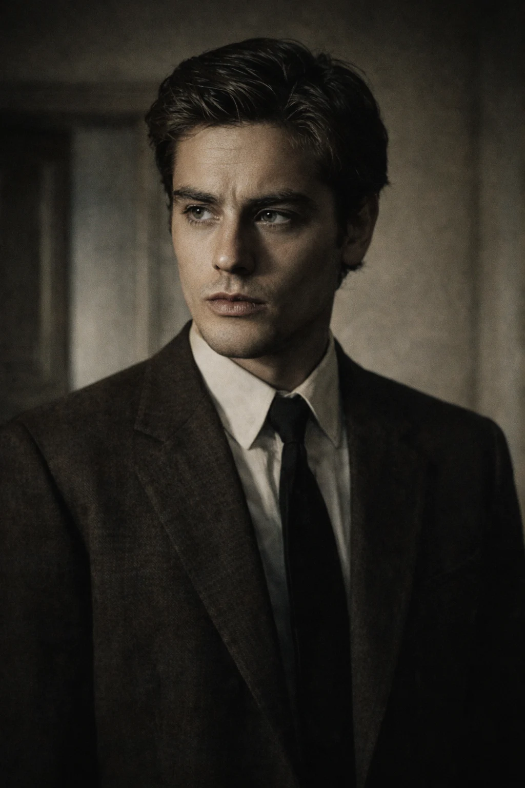 Alain Delon — Reconstrucción visual generada con IA; no es un documento histórico.