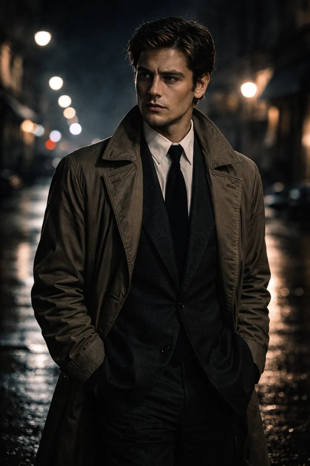 Alain Delon — Reconstrucción visual generada con IA; no es un documento histórico.