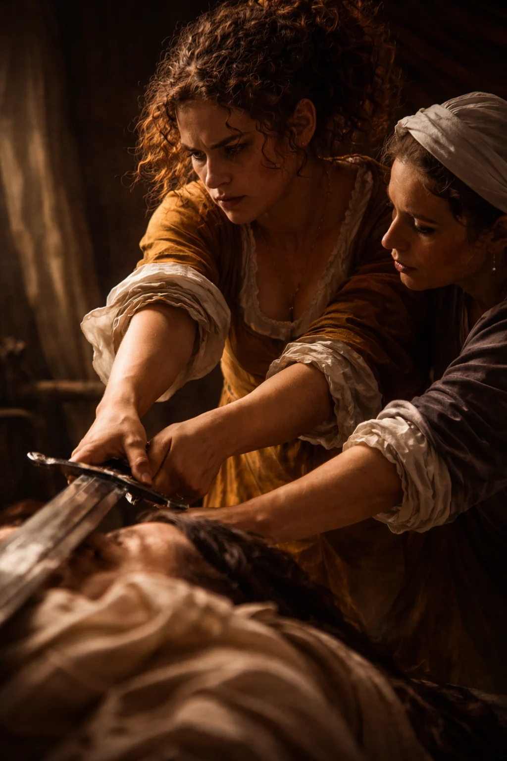Artemisia Gentileschi — Reconstrucción visual generada con IA; no es un documento histórico.