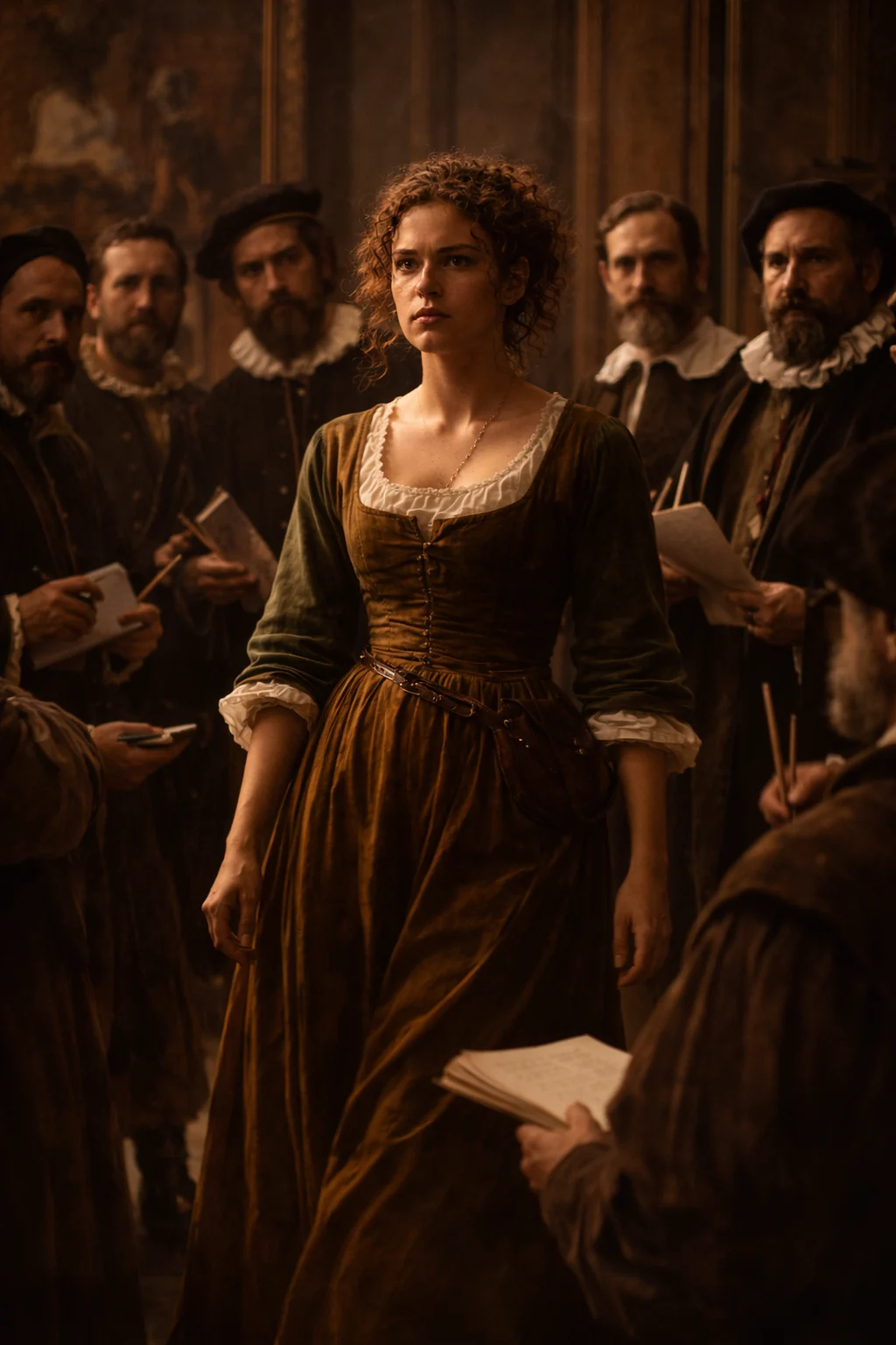 Artemisia Gentileschi — Reconstrucción visual generada con IA; no es un documento histórico.