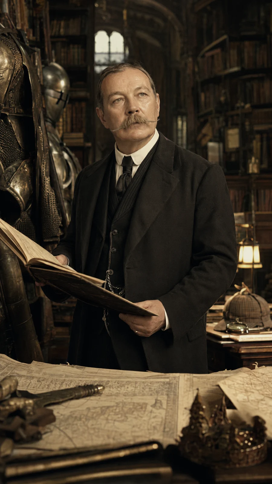Arthur Conan Doyle — Reconstrucción visual generada con IA; no es un documento histórico.