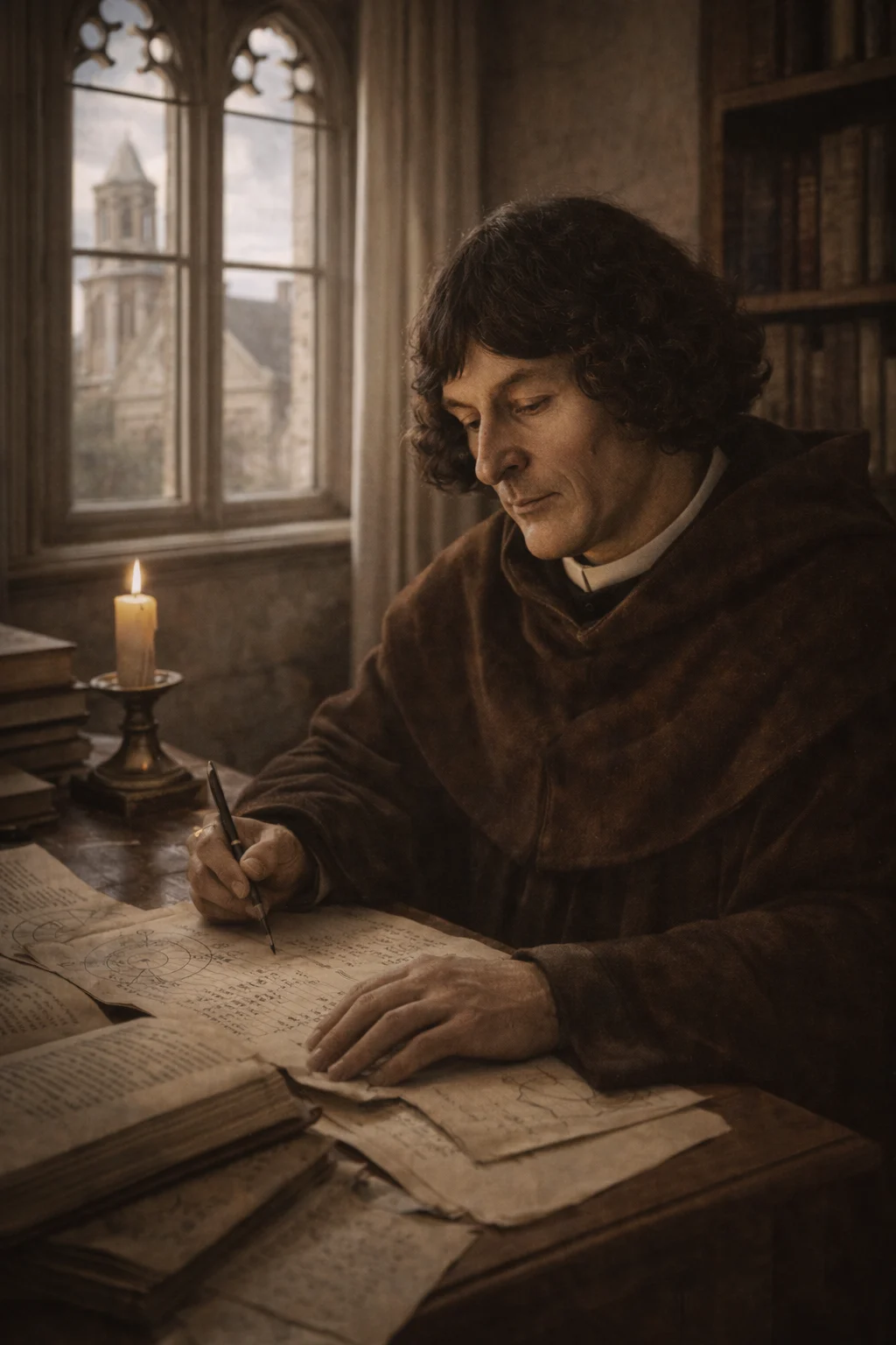 Nicolaus Copernicus — AI-generated visual reconstruction; not a historical document.
