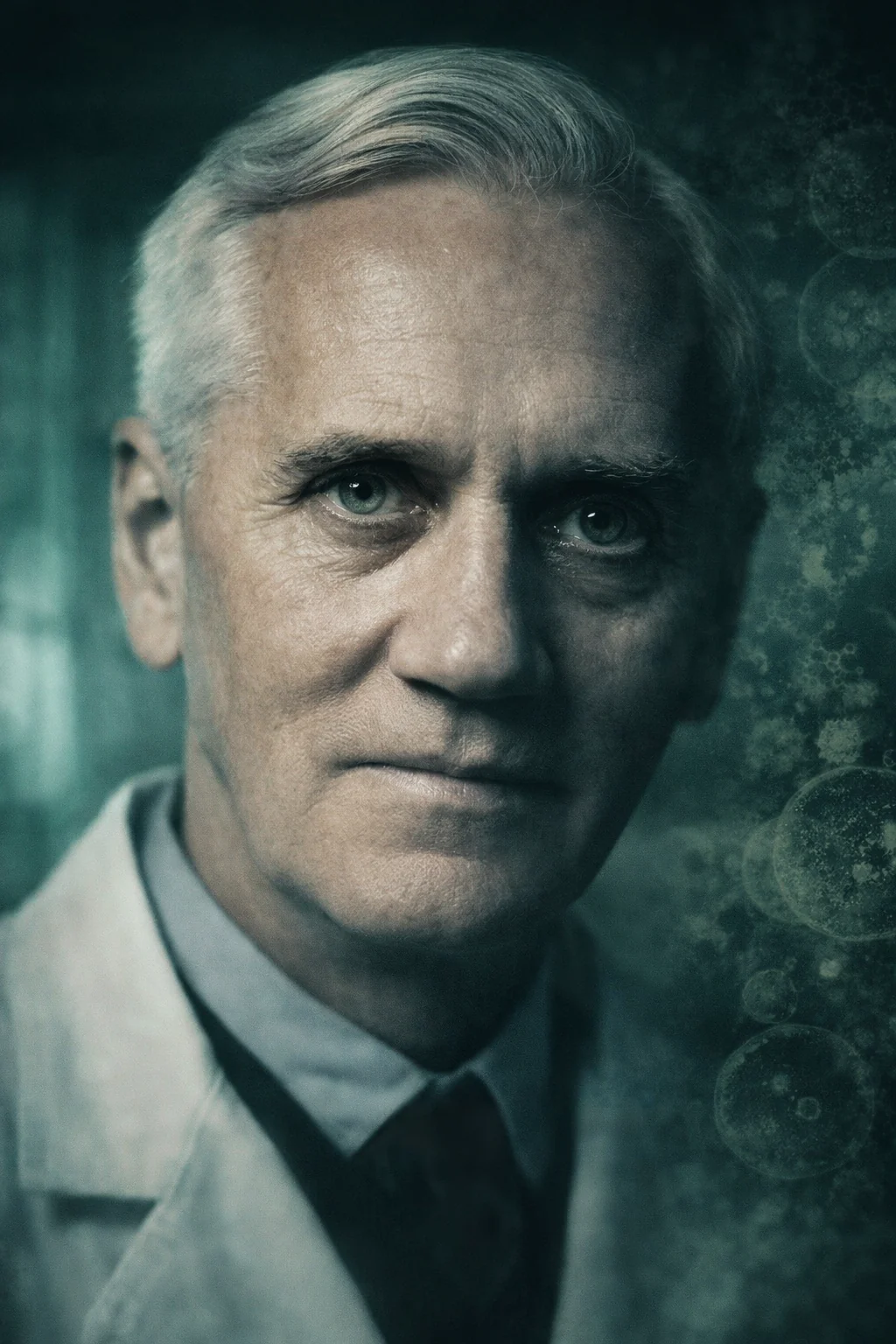 Retrato artístico de Alexander Fleming. Recreación artística generada con IA.