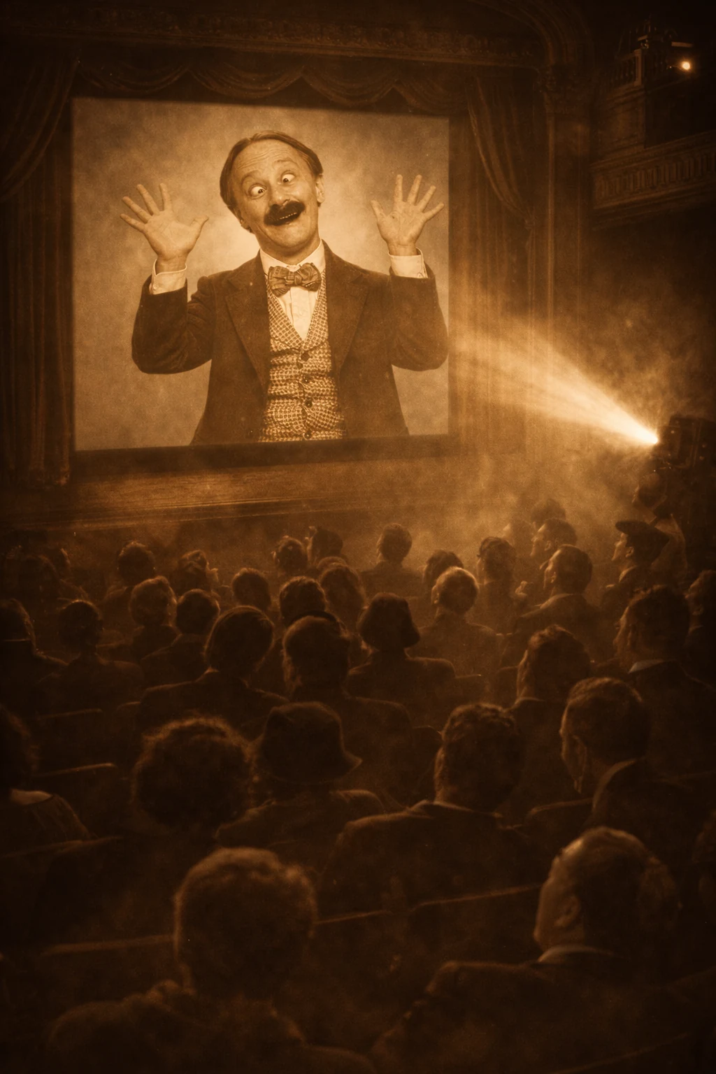 Sala de cine recreada con público