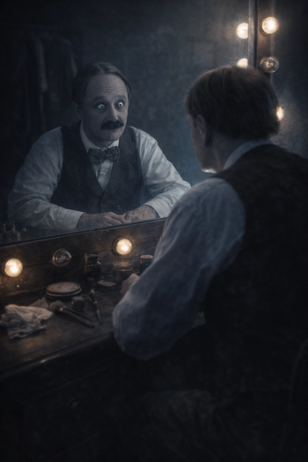 Ben Turpin en un camerino recreado