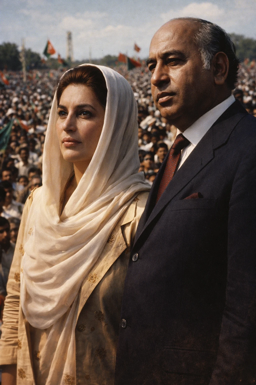 Recreación de Benazir Bhutto junto a su padre