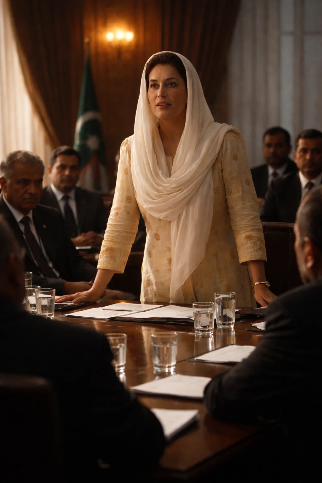 Recreación de Benazir Bhutto en una reunión