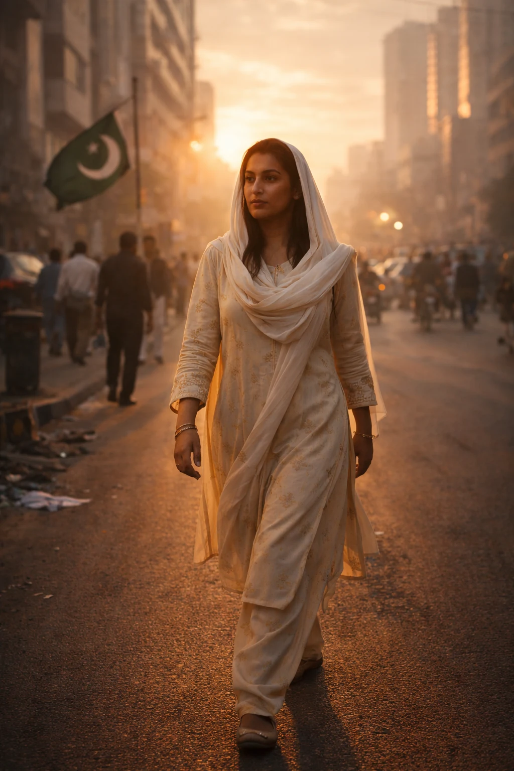 Retrato simbólico de Benazir Bhutto en una calle pakistaní