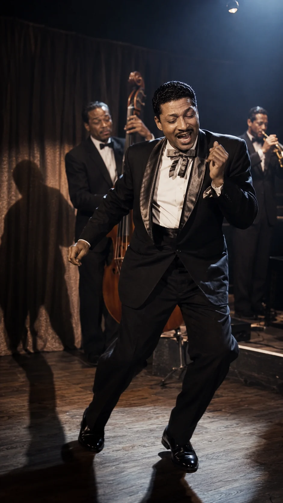 Benny Moré bailando frente a una orquesta