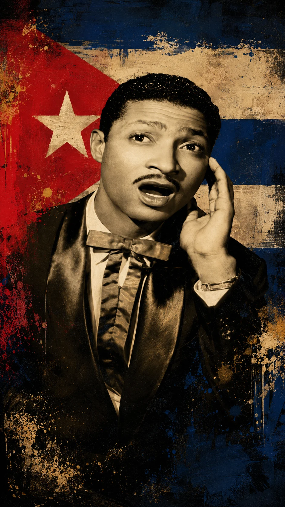 Retrato pintado de Benny Moré con colores cubanos