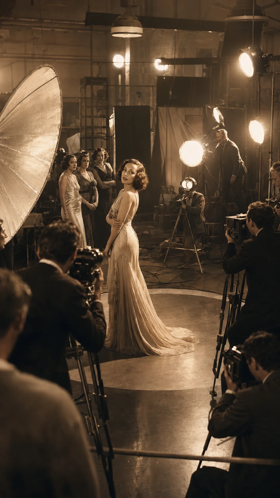 Recreation of Dolores del Río in a film studio — AI