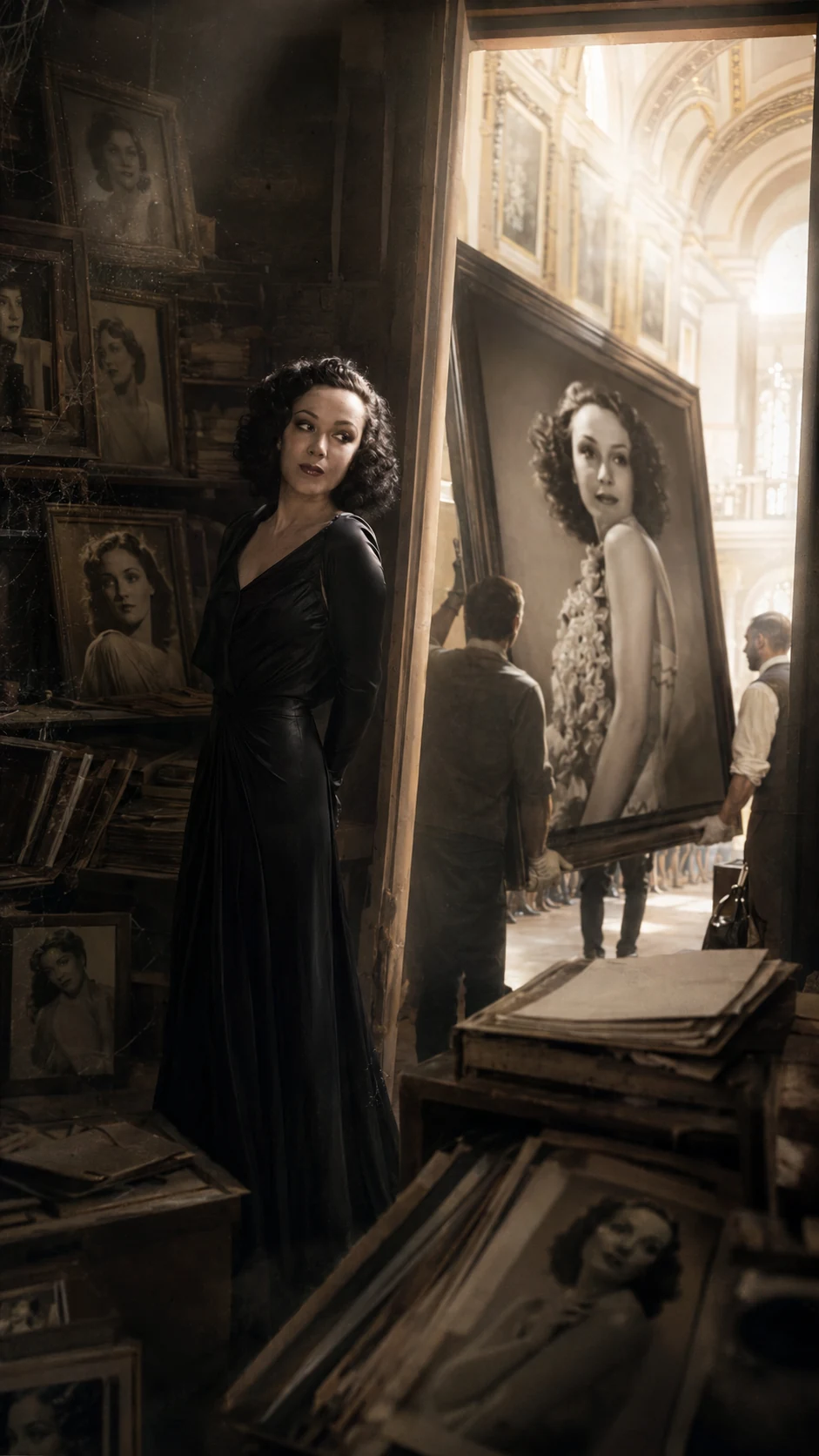 Dolores del Río in an art gallery, recreation — AI