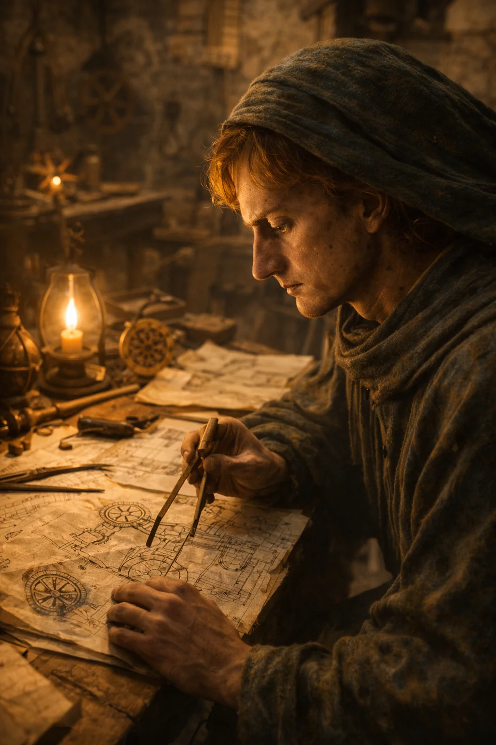 Brunelleschi estudia dibujos (recreación)