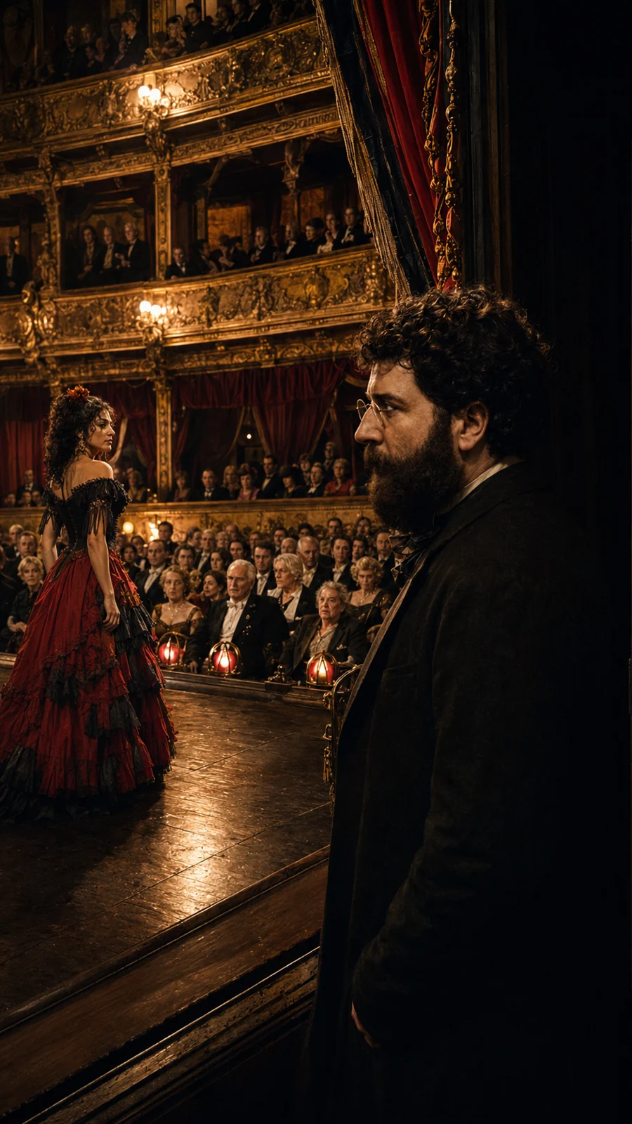 Bizet beside an opera stage — IA
