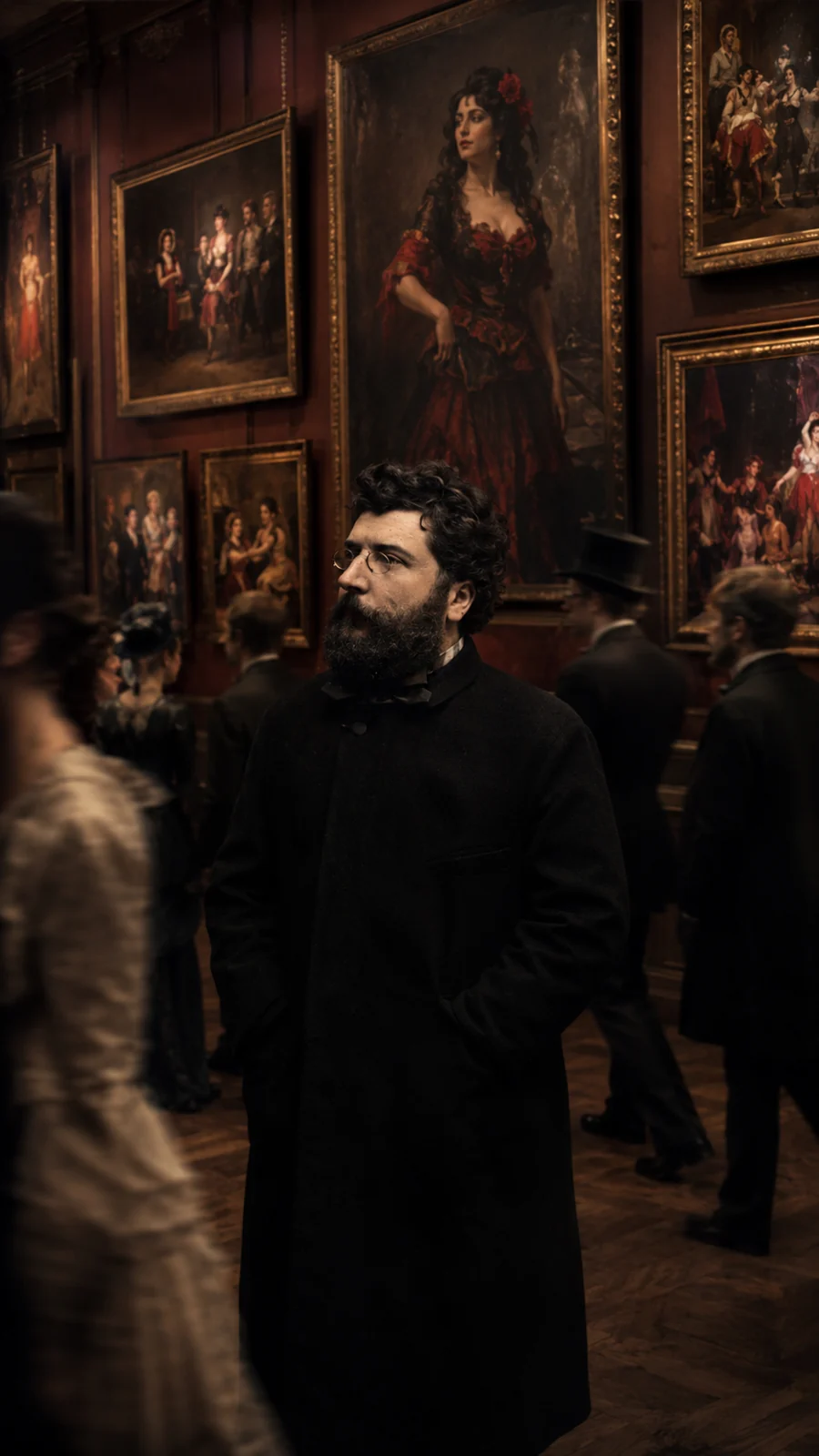 Bizet in a portrait gallery — IA