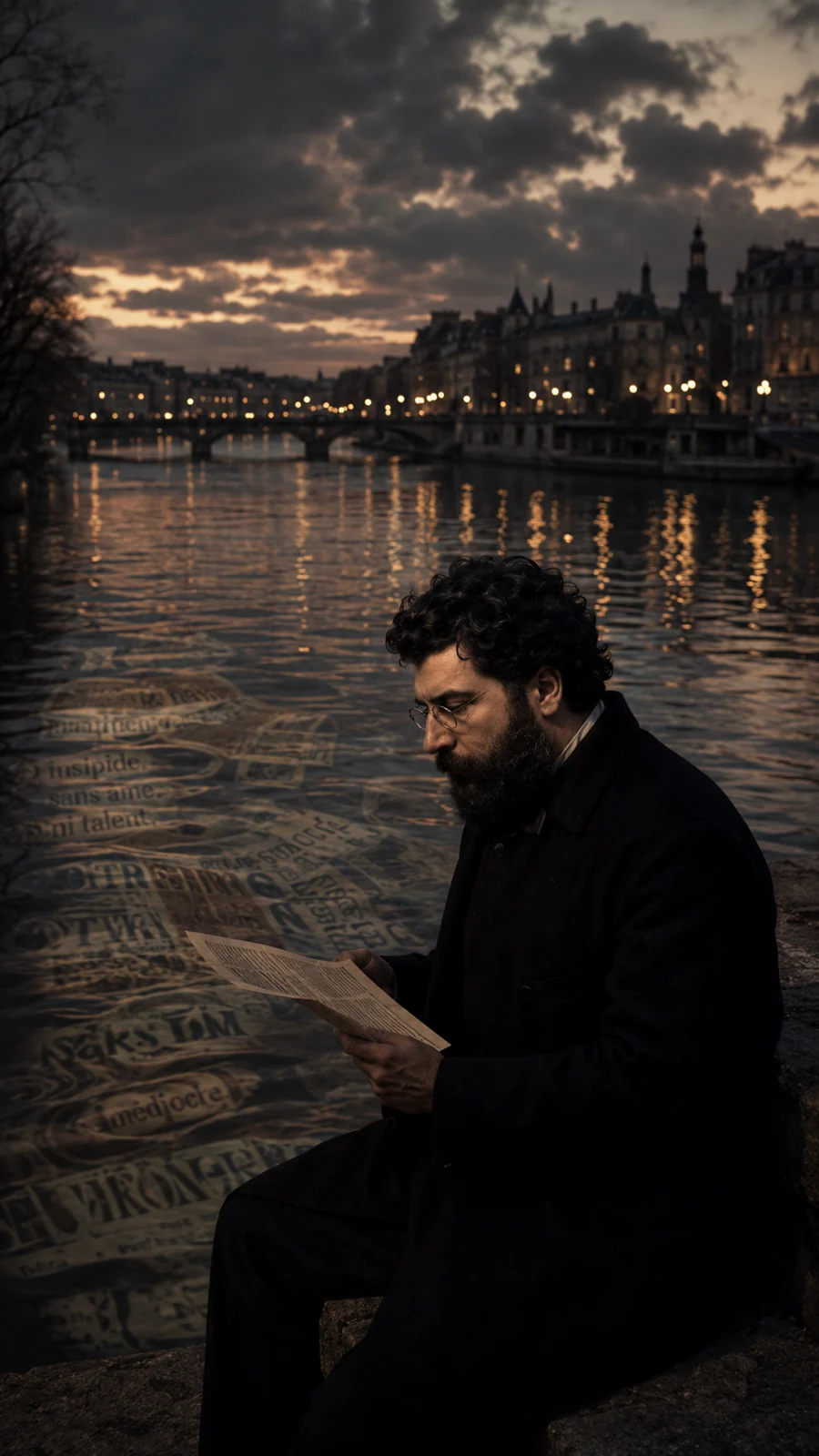 Bizet beside the Seine at dusk — IA