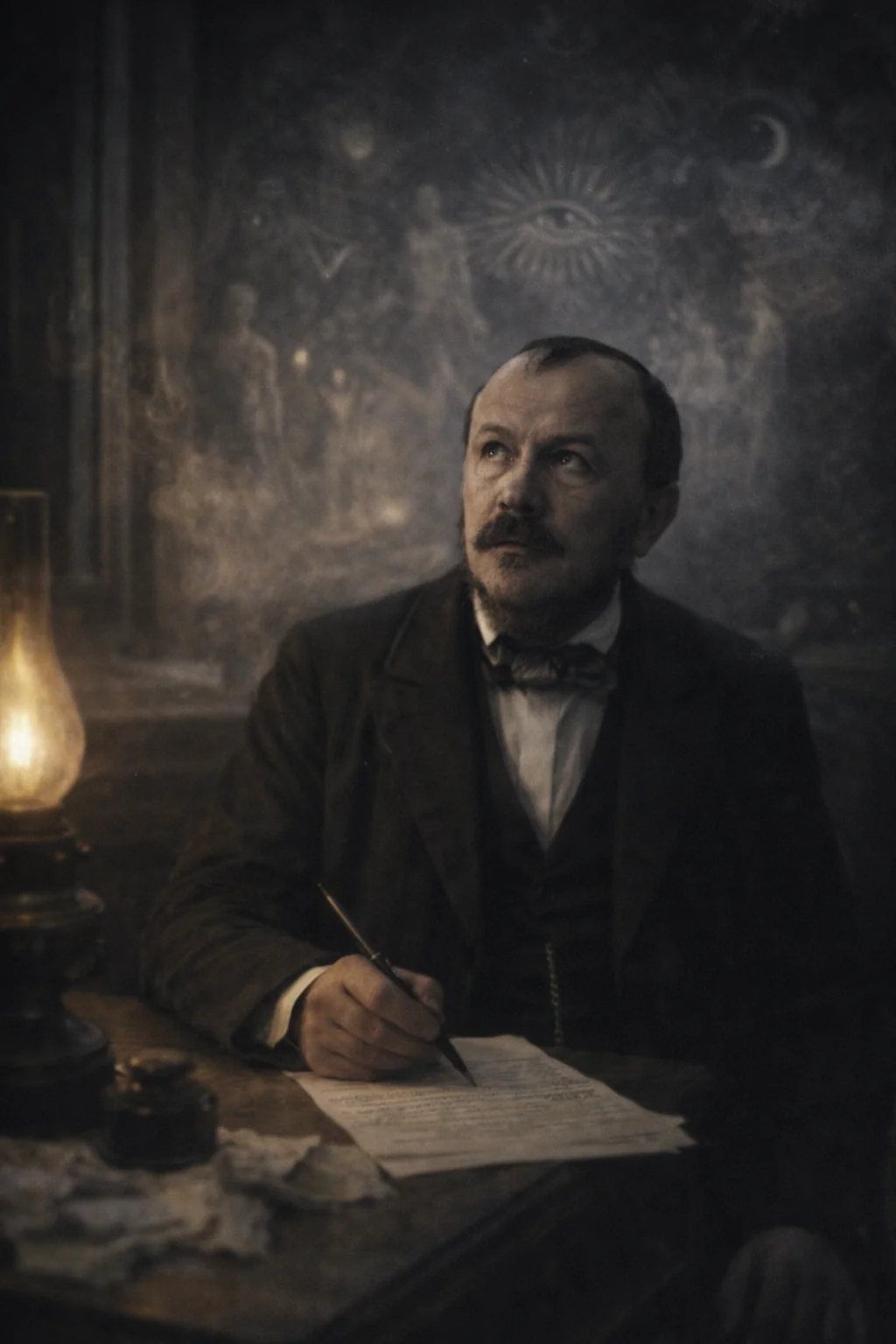 Artistic recreation of Gérard de Nerval and his literary world
