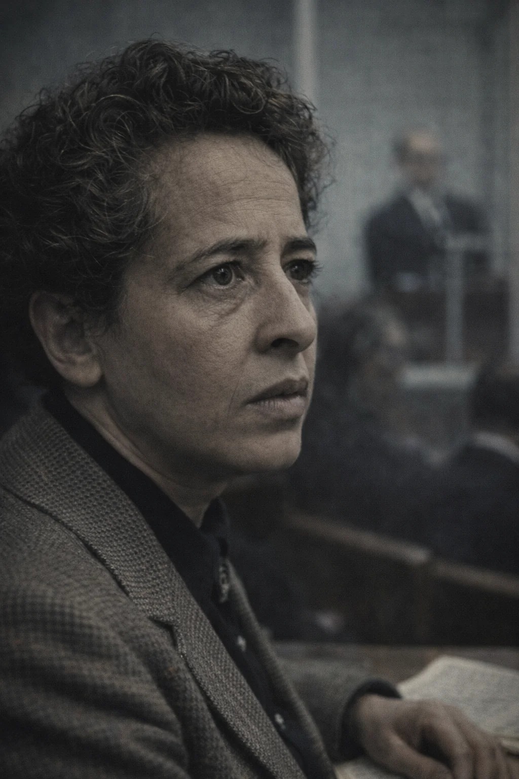 Reflective portrait of Hannah Arendt, recreation