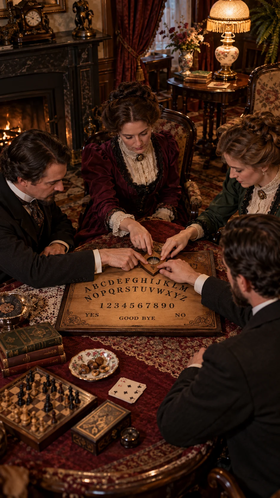 Imagined gathering around a talking board