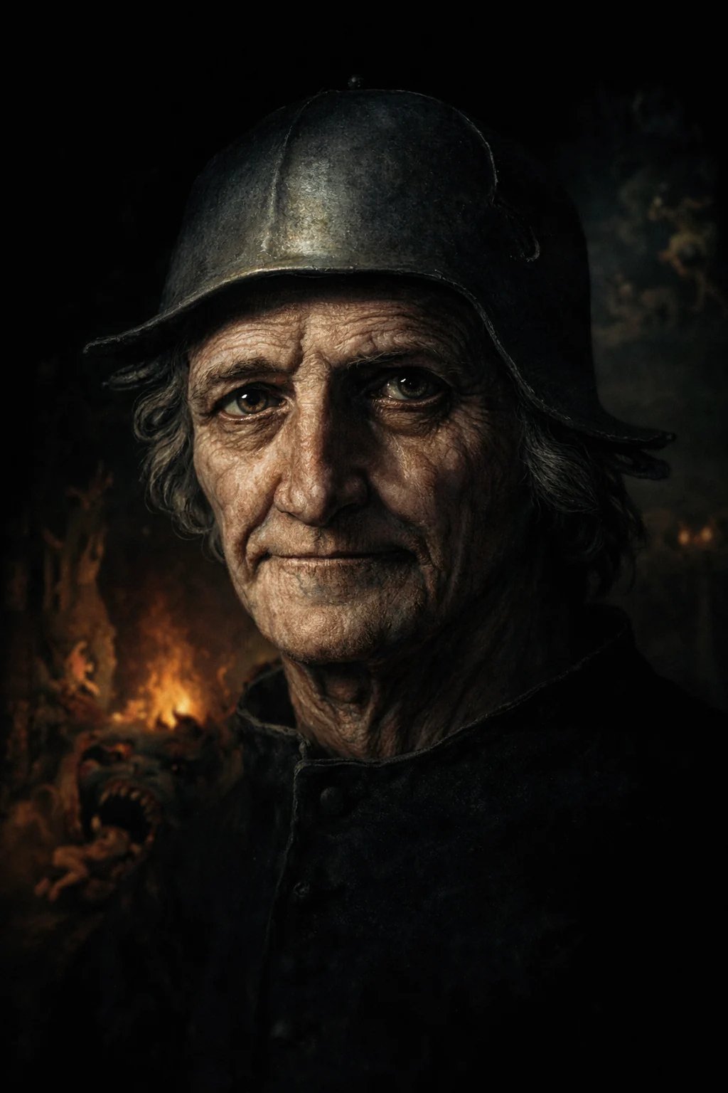 Imagined portrait of Hieronymus Bosch — AI-generated illustration