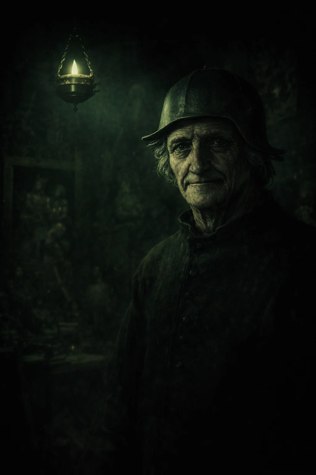 Bosch in a dimly lit workshop — AI-generated illustration