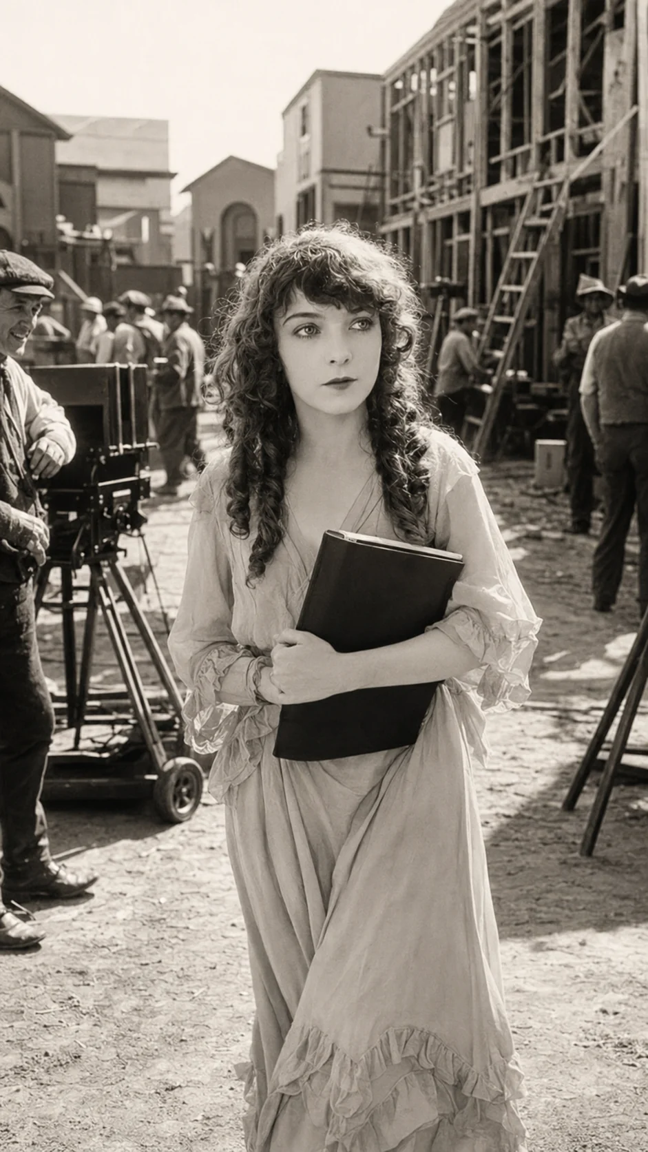 Lillian Gish: Ilustración generada con IA; representación artística, no documento histórico.