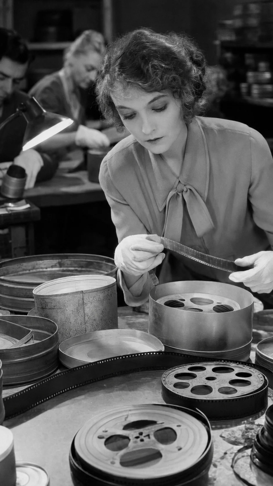 Lillian Gish: Ilustración generada con IA; representación artística, no documento histórico.