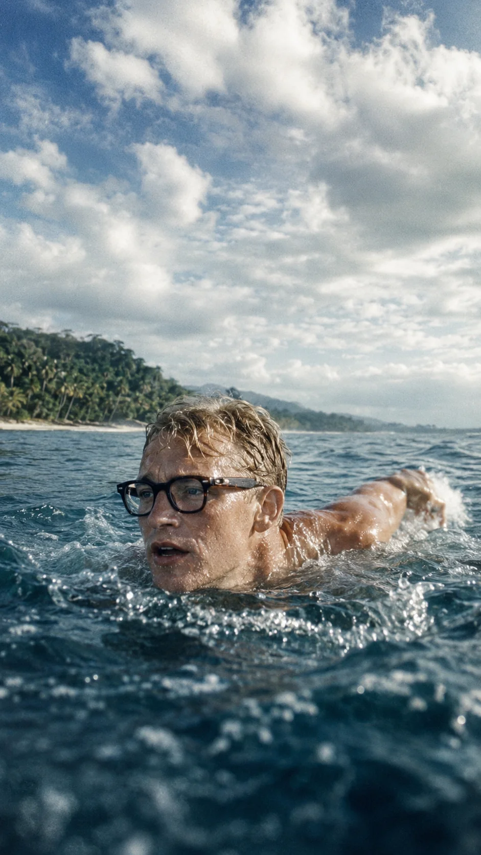 Artistic depiction of the attempt to swim ashore