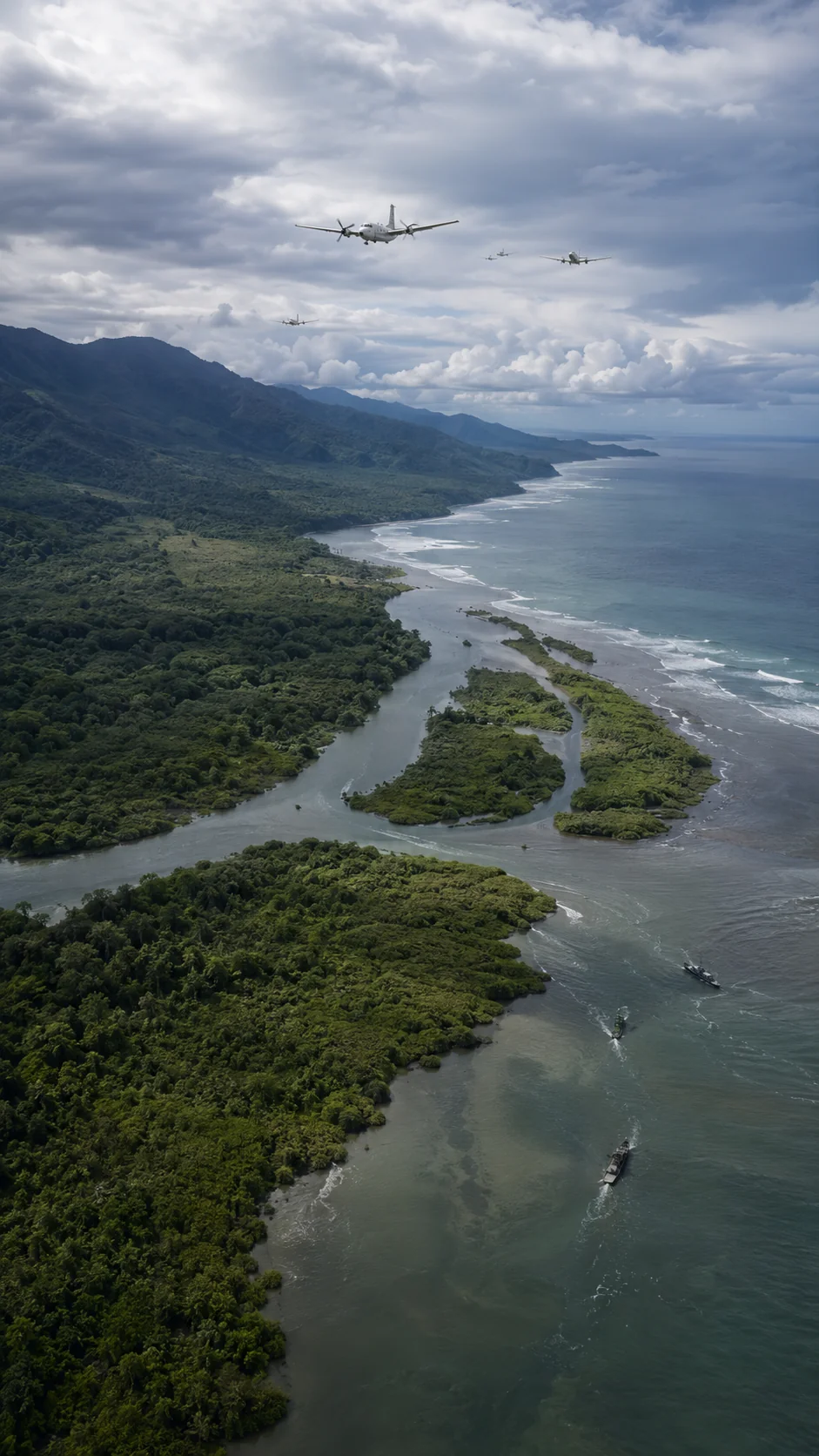 Imagined New Guinea landscape during an aerial search
